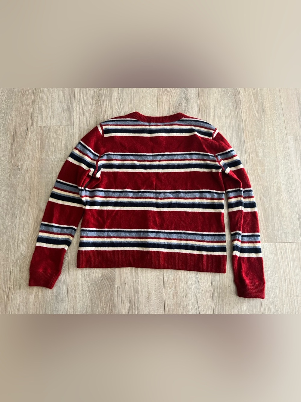 Reformation Women’s Cashmere Boyfriend Sweater Crimson Multi Stripe - Size XS - Picture 6 of 6